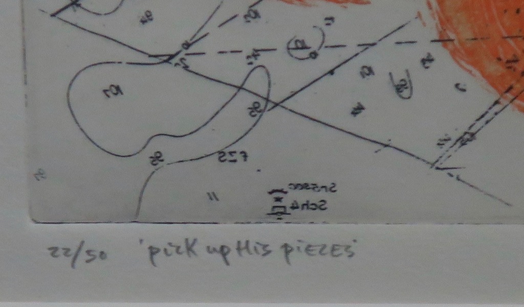 Harald Vlugt: Ets, Pick up his pieces -Ingelijst kopen? Bied vanaf 35!