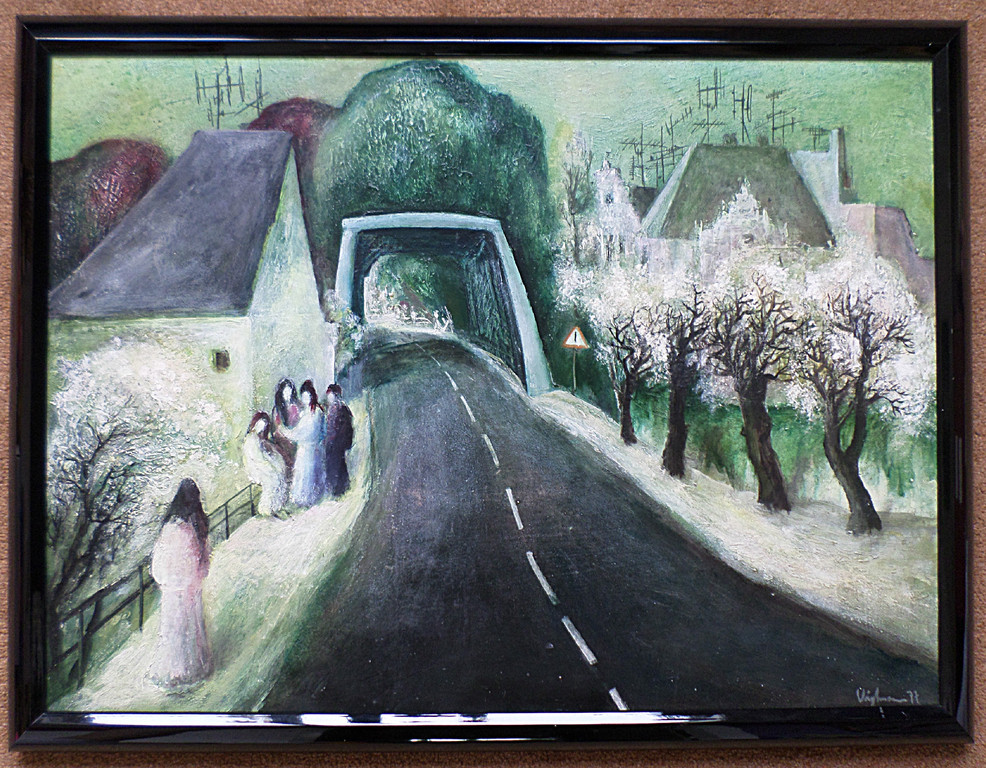 Vrouwen bij tunnel, olieverf op paneel (ingelijst) kopen? Bied vanaf 1!