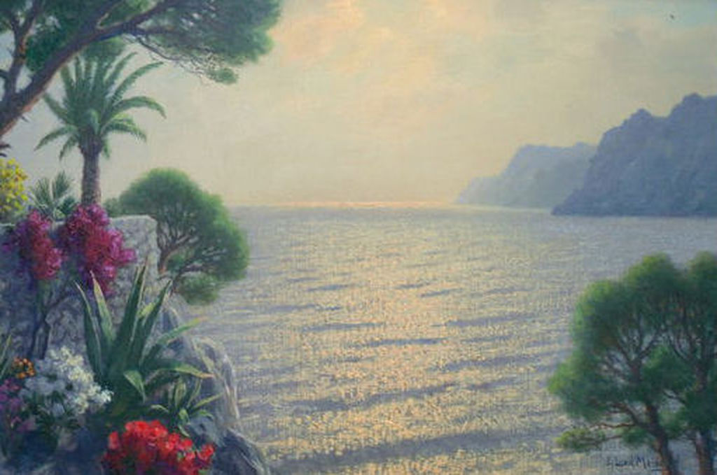 Jacobus Leonardus van der Meide - Mediterrane tuin, olieverf op doek, gesigneerd verkocht voor € 85!