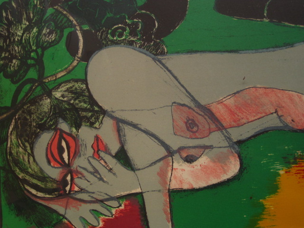 UITZONDERLIJK!! CoBrA Corneille 1975 Litho "La Femme au Chat" nr.4 van 10 ex !!  kopen? Bied vanaf 1!