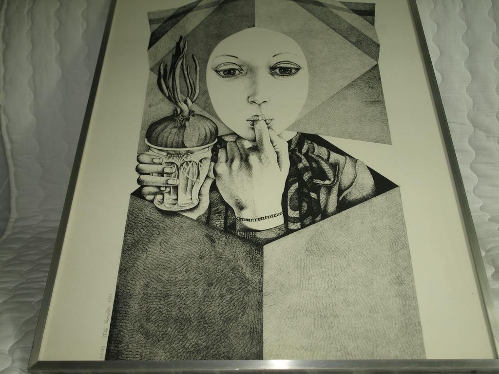 Rodolfo Meli - RODOLFO MELI – Litho - Vrouw met ui - Gesigneerd -  kopen? Bied vanaf 60!