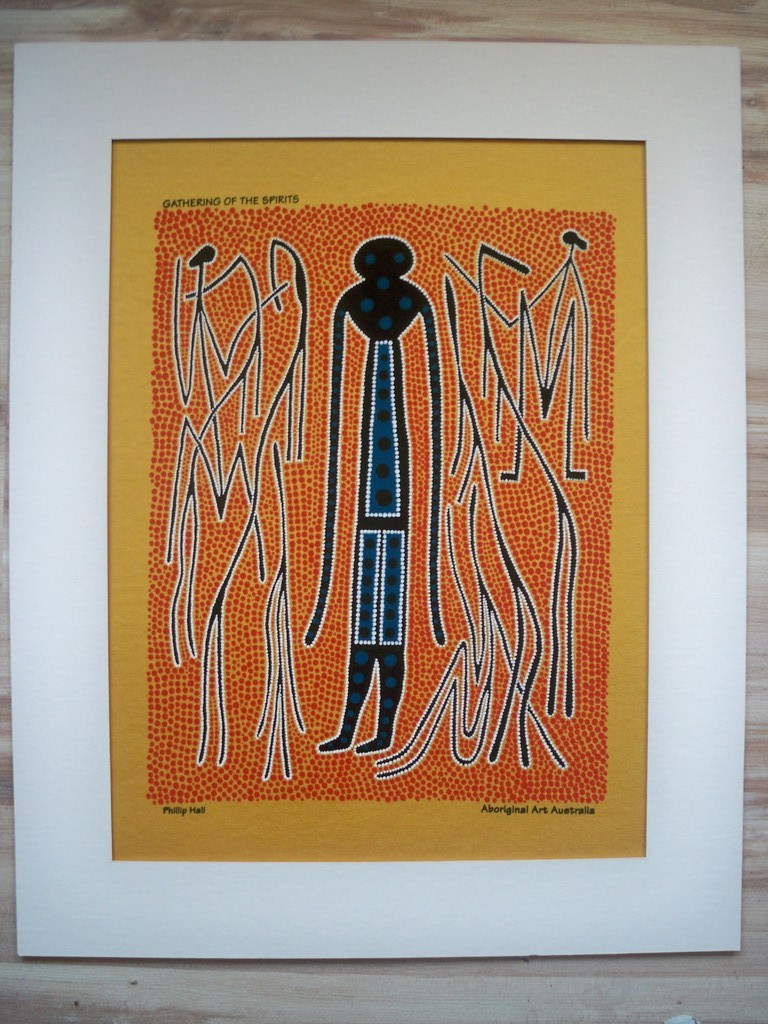 Phillip Hall - Aborinal art op dik katoen - " gathering of the spirits  " kopen? Bied vanaf 1!