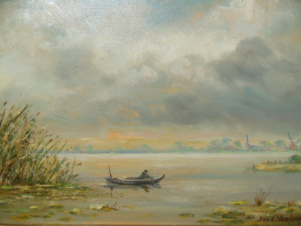 Jan Verhoeven (1919-1997), olieverf, Vinkeveense Plas kopen? Bied vanaf 150!