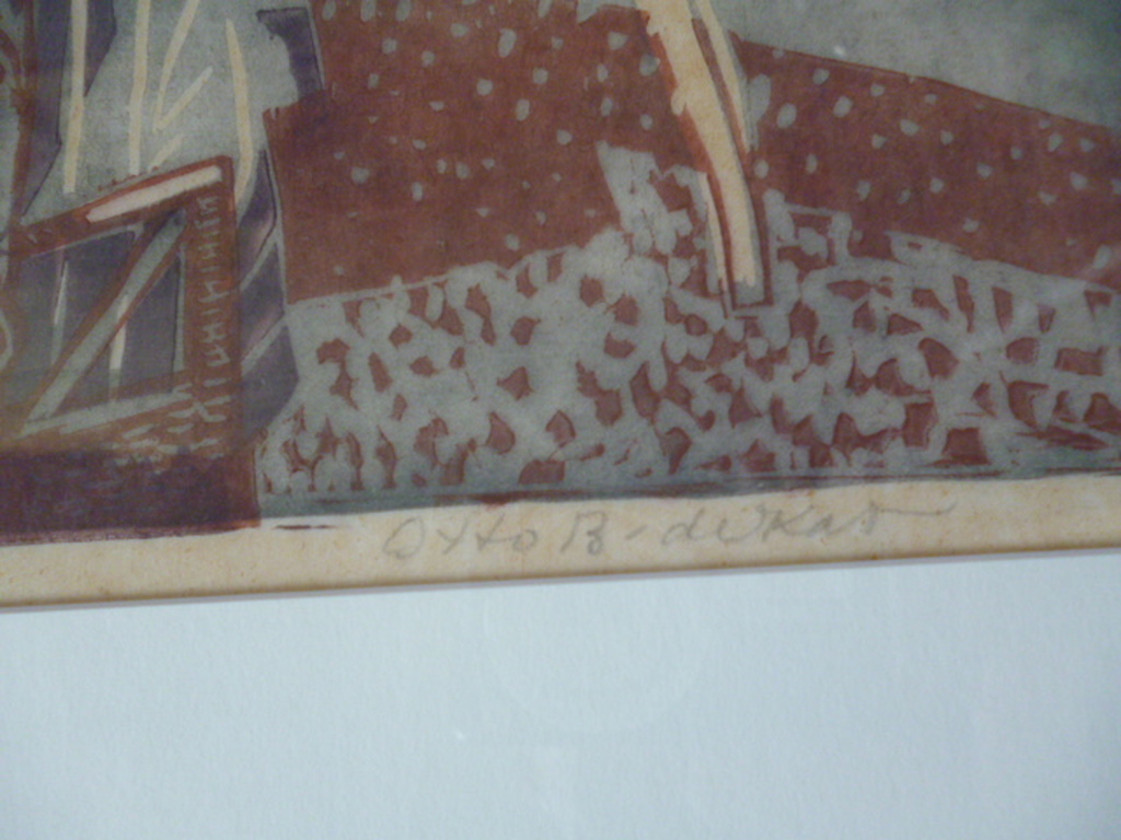 Otto B. de Kat - kleurenlinosnede - De conversatie kopen? Bied vanaf 250!