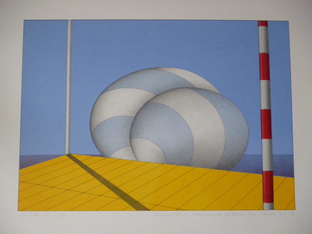 Marinus Fuit - litho/zeefdruk -  Blauw-witte ballonnen tegen plankier kopen? Bied vanaf 90!