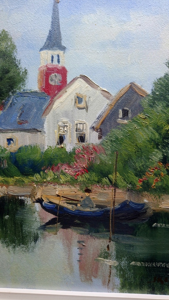 Jan Kelderman, Olieverf op doek, Broek in waterland kopen? Bied vanaf 20!