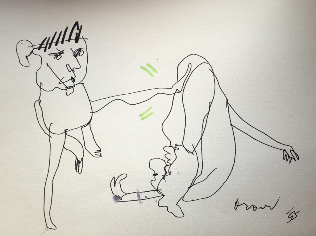 HERMAN BROOD, originele tekening op papier 'Kick Ass' kopen? Bied vanaf 1!