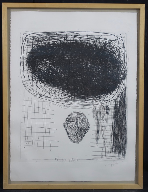 Jan van der Pol: Ets, Z.T. (hoofd) - Ingelijst kopen? Bied vanaf 50!