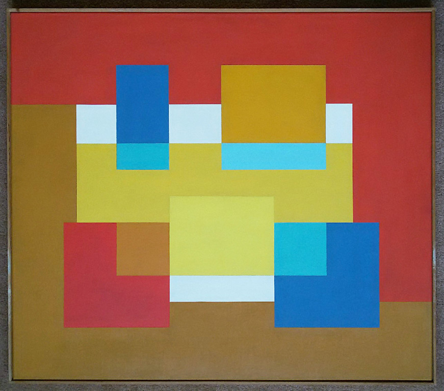 Halbo Kool - Geometrisch abstract, olieverf op doek (ingelijst) kopen? Bied vanaf 750!