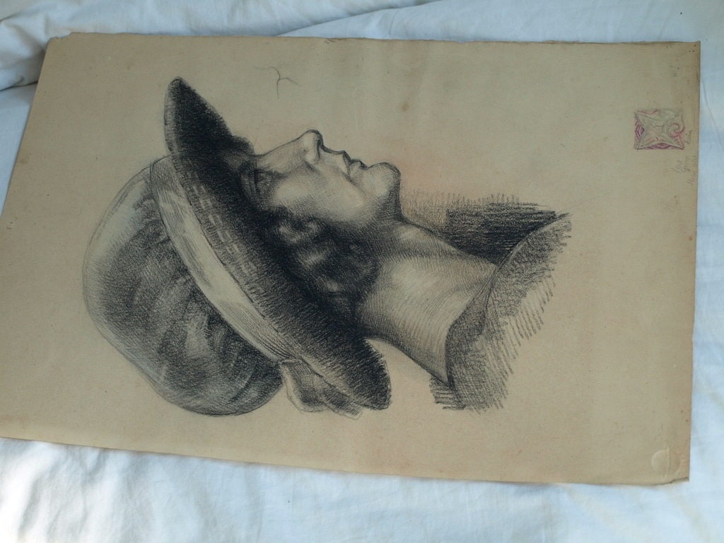 Elias Smalhout : Tekening , Bregtje met hoed – ca 1920  kopen? Bied vanaf 1!