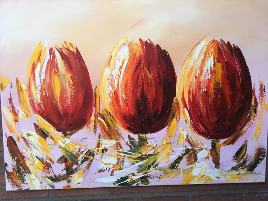 Gena - Tulpen - Acrylverf op doek - Gesignerd -2017 kopen? Bied vanaf 150!