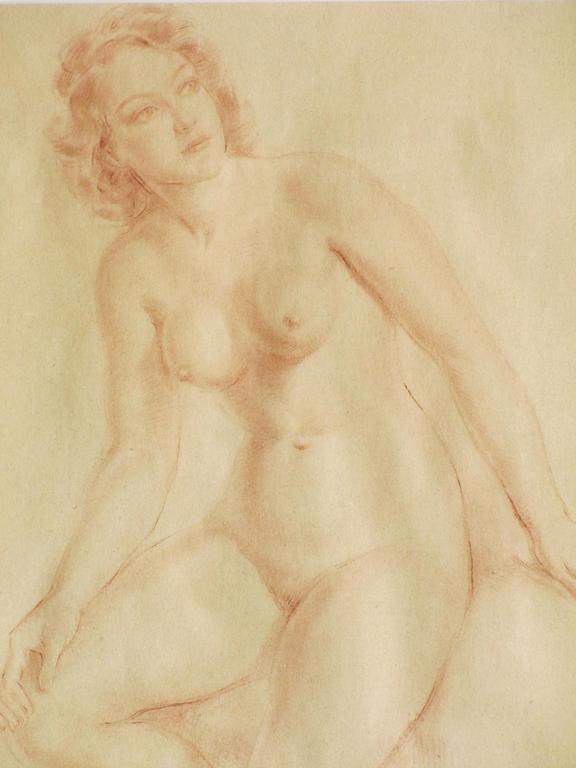 Harry Maas (toegeschr.aan), Zittend Naakt, Tekening kopen? Bied vanaf 90!