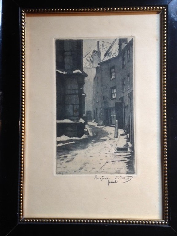 Eugene Lucker (1876-1943), grafiek, Oud stadsgezicht kopen? Bied vanaf 45!