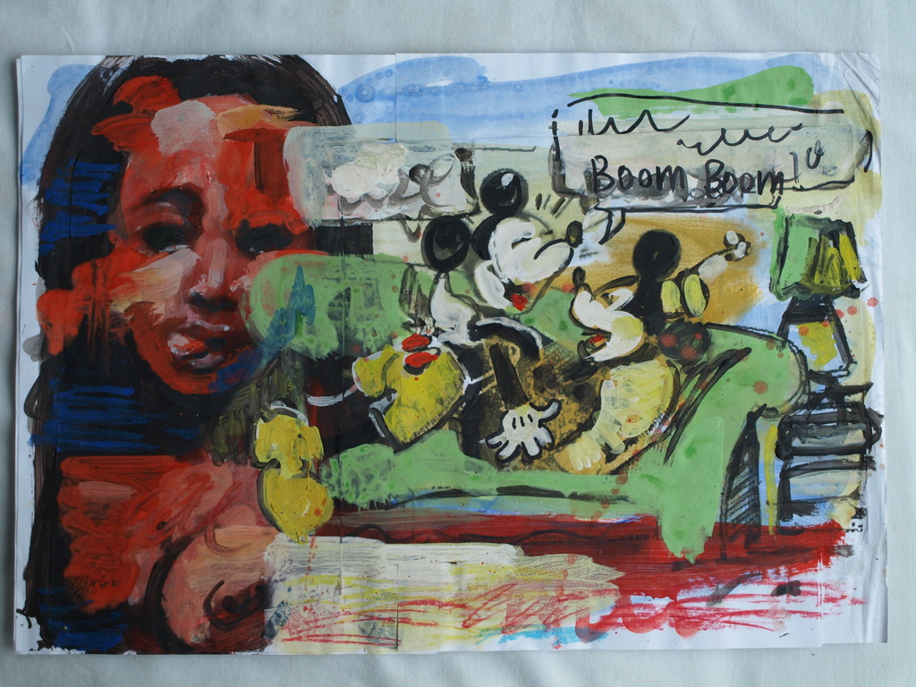 Peter Klashorst : Collage en acrylverf op papier , Boom Boom – 2016 kopen? Bied vanaf 50!