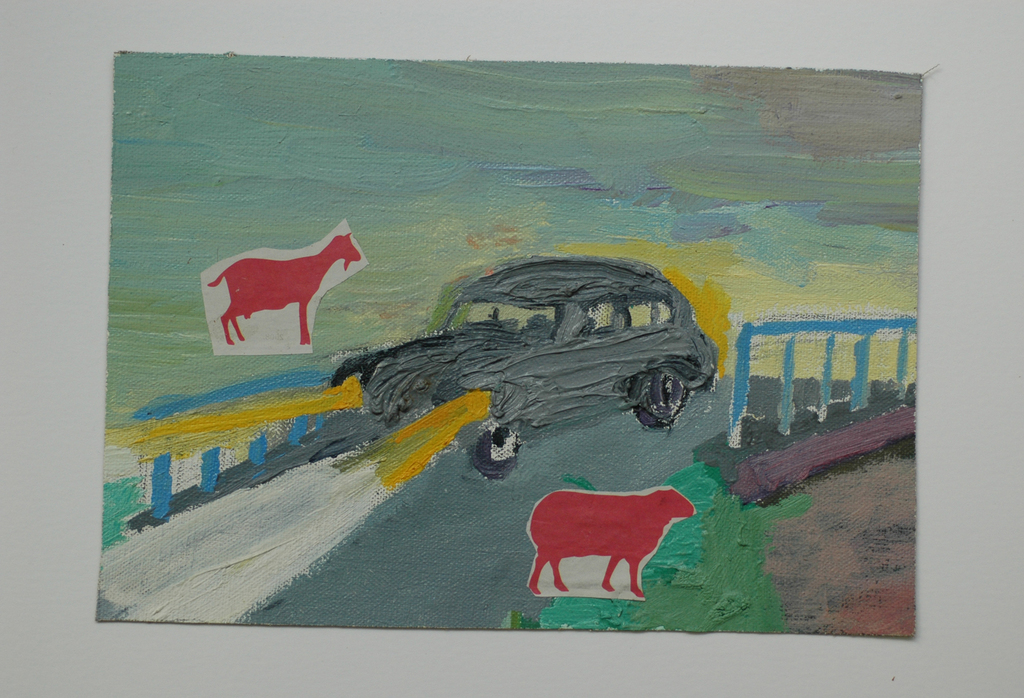 Hans Ebeling Koning, COLLAGE, schaap en geit verkocht voor € 35!