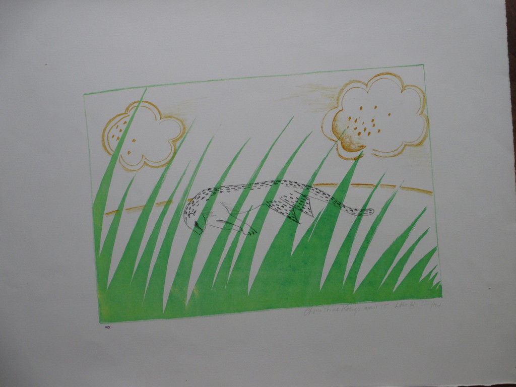 Christine Koenigs - Christine Koenigs, Liggende panter, Kleurenlitho kopen? Bied vanaf 1!