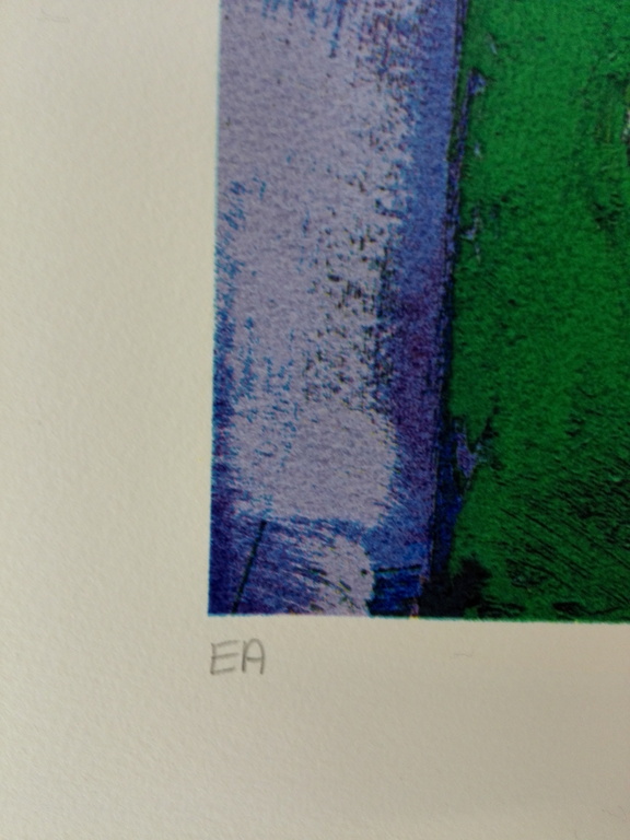 Jentsje Popma, zeefdruk op papier, Titel: koolzaadveld met fluitekruid kopen? Bied vanaf 75!