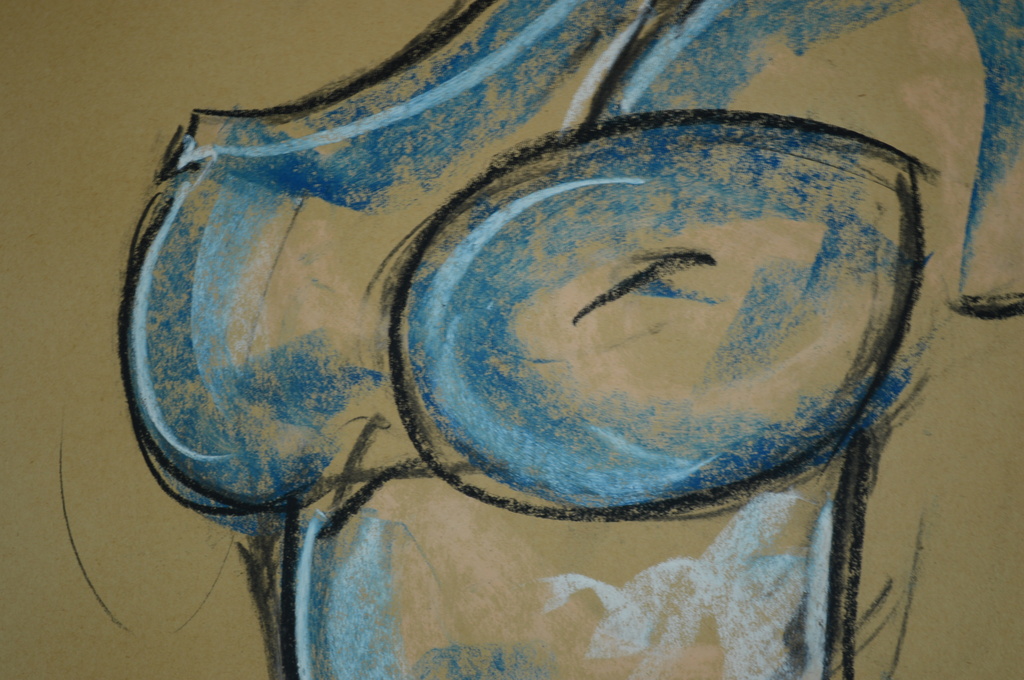 Luc Ledene ( Veurne (B) 1955- naakt, krijt 61x36 - 1995 kopen? Bied vanaf 45!