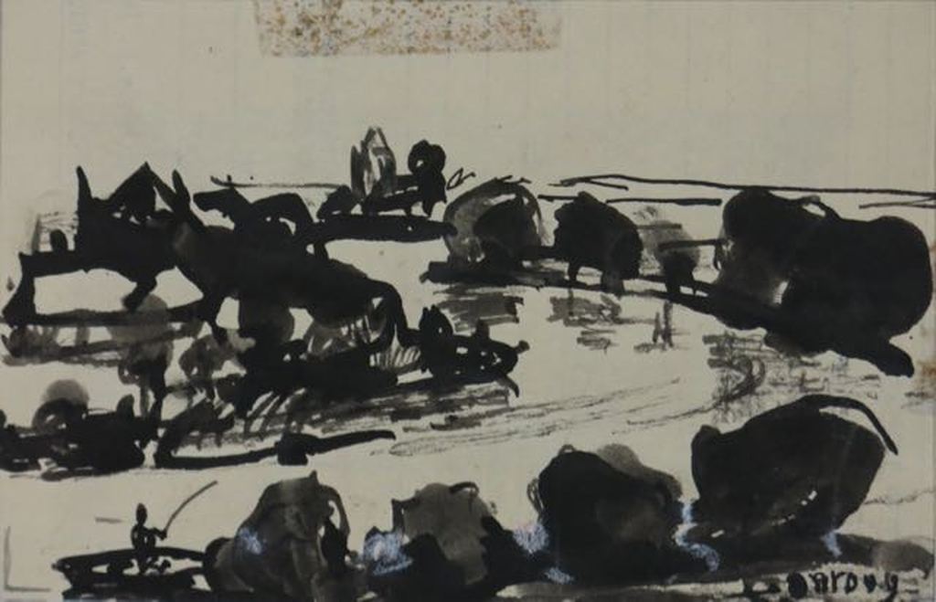 Jan van Anrooy: Inkttekening, Landschap kopen? Bied vanaf 1!