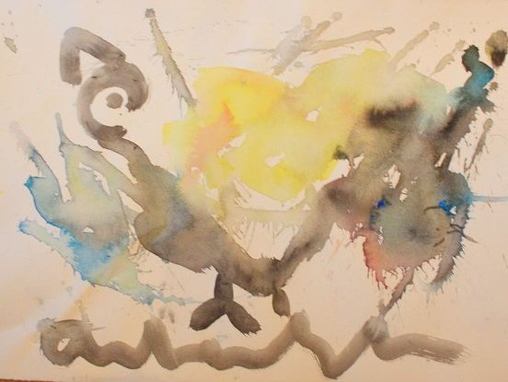 Anton Heyboer - Gouache - Spetterkip, vanaf 1 euro bieden !! verkocht voor € 61!