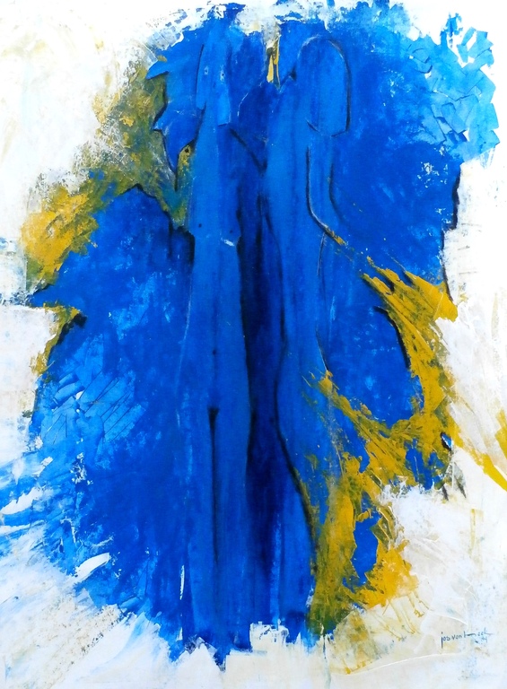 Jos van Beek - acryl op papier: duo - 1989 verkocht voor € 100!