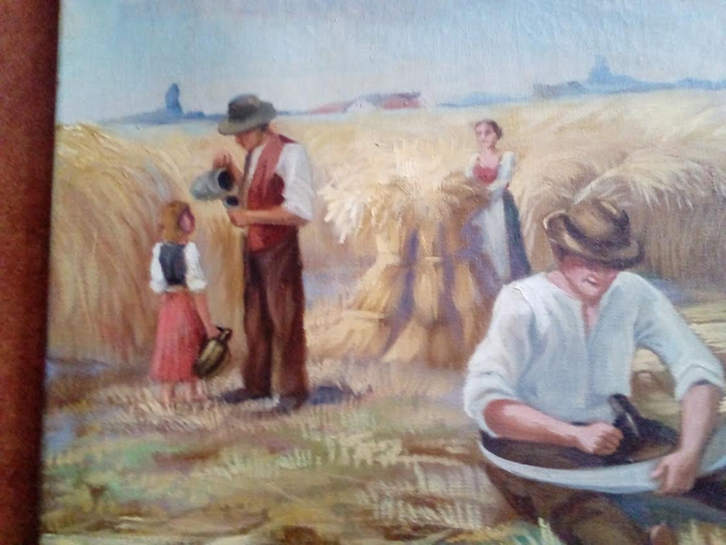 Kunstschilder onbekend Olievberf op doek   ,Graan oogst kopen? Bied vanaf 1!