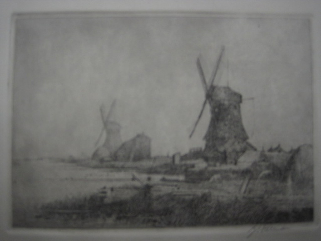 Sfeervolle ets van Jac Koeman 1889-1978 "Molens in Waterland bij Edam" gesign kopen? Bied vanaf 1!