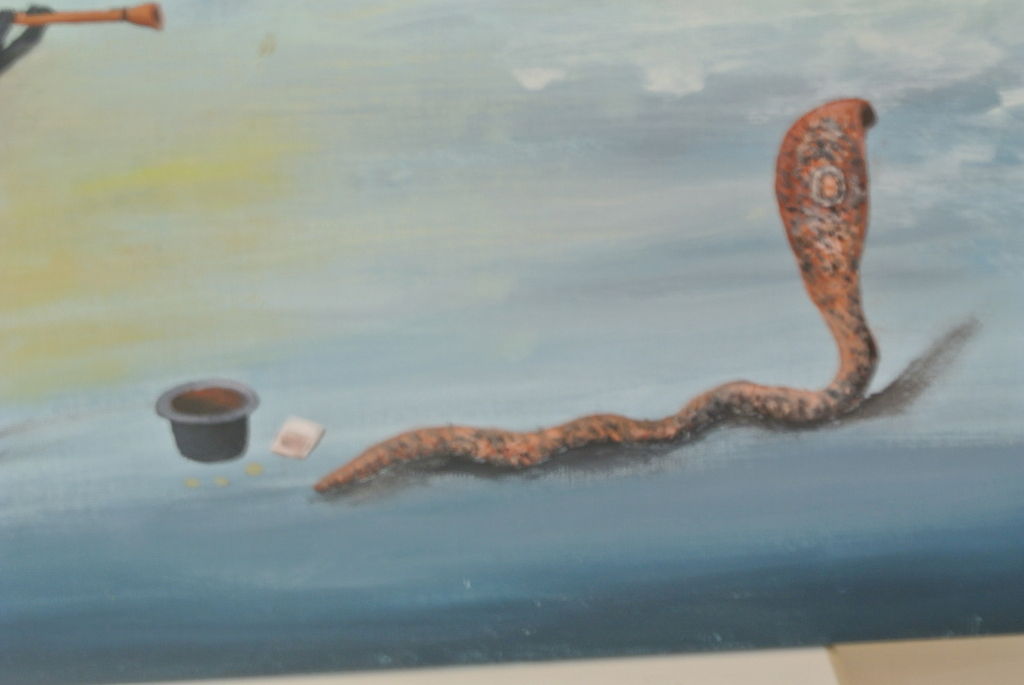 Hugo Bertels - Twee werelden - Acryl op doek. 2009. Groot! kopen? Bied vanaf 1!
