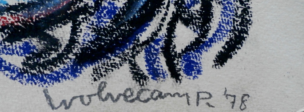 Theo Wolvecamp - abstracte krijttekening - 1978 kopen? Bied vanaf 325!
