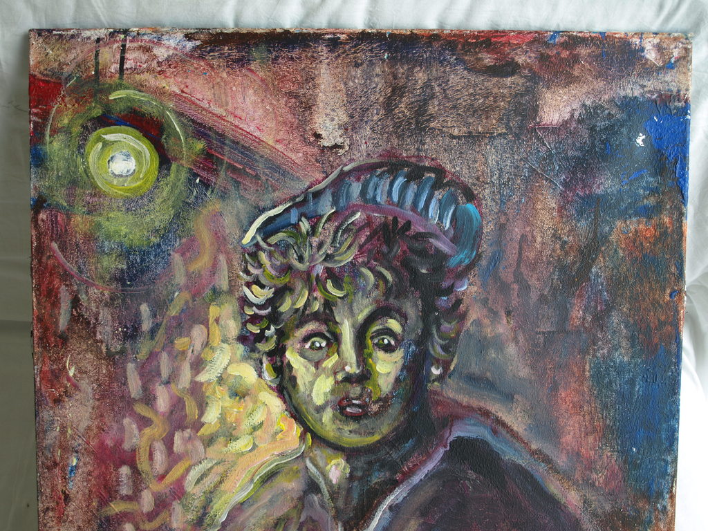 Onduidelijke signatuur : Acrylverf op doek , PORTRET – ca 2000 kopen? Bied vanaf 1!