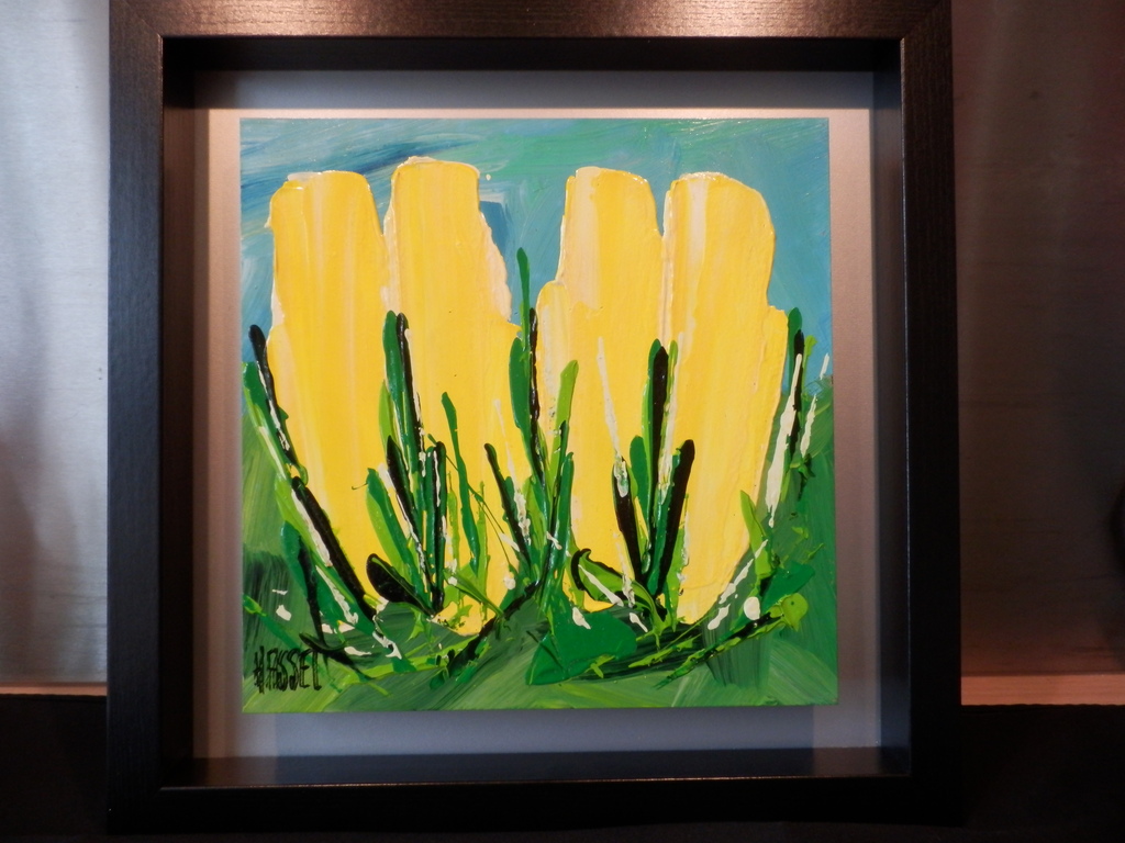 AD van HASSEL  Schilderij in baklijst  TULPEN GEEL kopen? Bied vanaf 45!