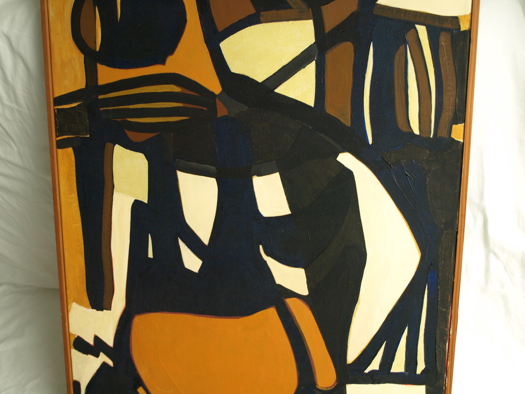 Henk Bos : Acrylverf op doek , Abstract – gesigneerd & ingelijst – ca 1965 kopen? Bied vanaf 90!