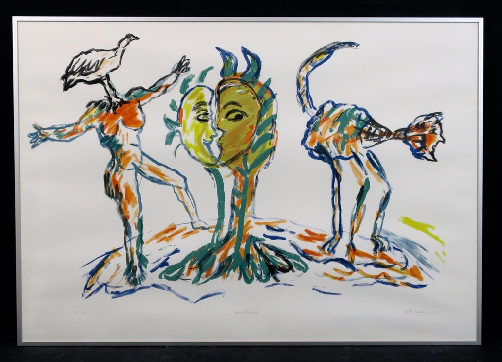 Hanny Ramaer: Zeefdruk, Maskerade - Ingelijst (Groot) kopen? Bied vanaf 25!