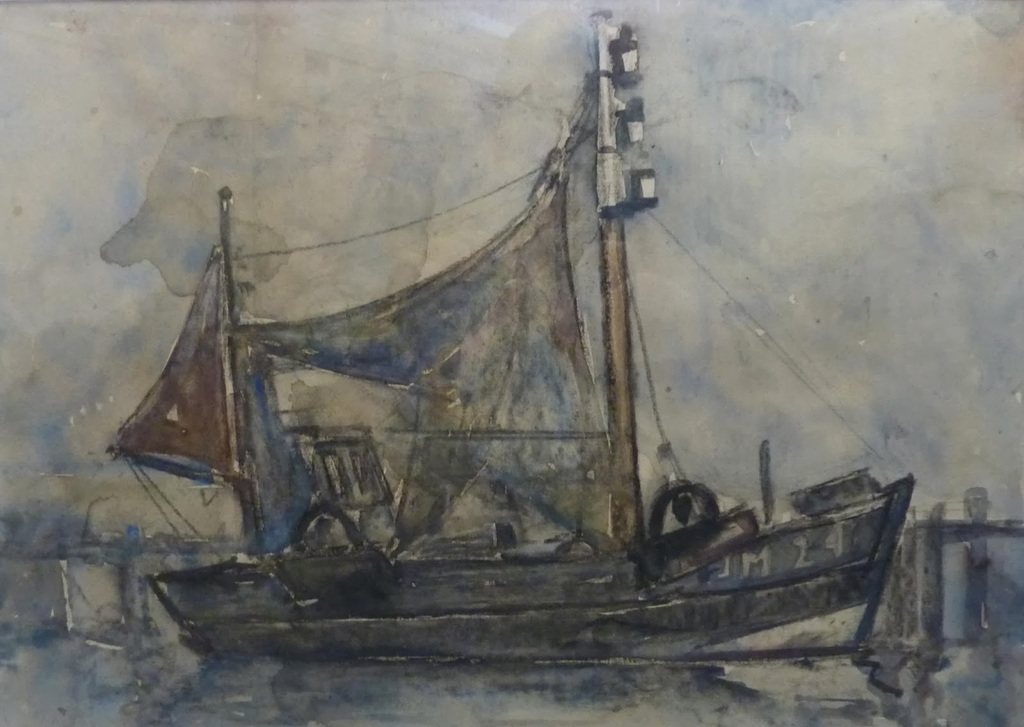 FRANS VERPOORTEN aquarel vissersboot IJM 24 kopen? Bied vanaf 35!
