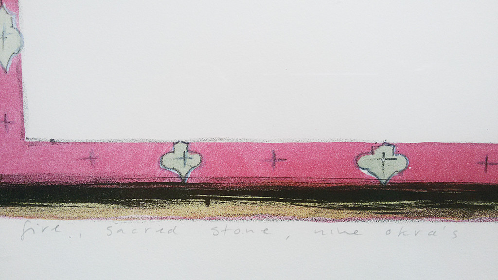 Lon Buttstedt - Fire, sacred stone, nine okra’s, litho (mooi ingelijst, groot) kopen? Bied vanaf 50!