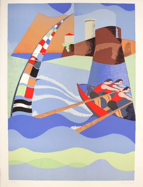 Osvaldo Peruzzi -Regatta- Kleurenlithografie op Bütten, Handgesigneerd. kopen? Bied vanaf 57!