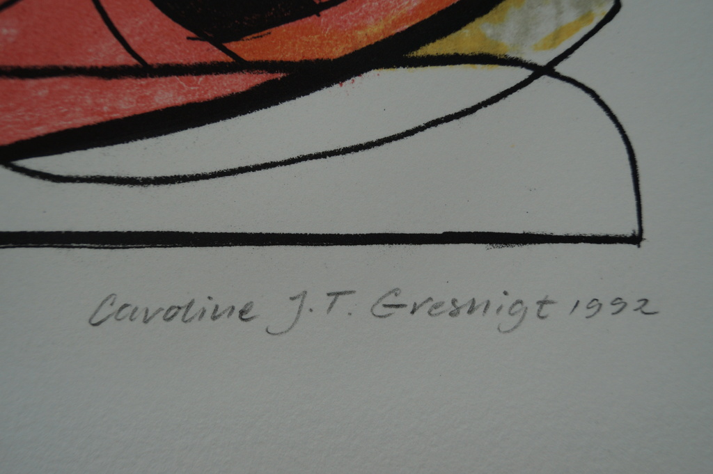 Caroline Gresnigt - gesigneerde litho - 4 ex.  kopen? Bied vanaf 1!