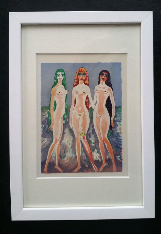 Kees van Dongen, Originele houtgravure uit 1955-"les femmes colombes" verkocht voor € 80!