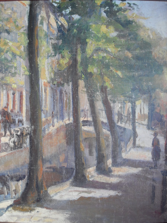 Toon Pluijmers, Leidsegracht Amsterdam, olie doek 40x 50 ro gesign verkocht voor € 165!