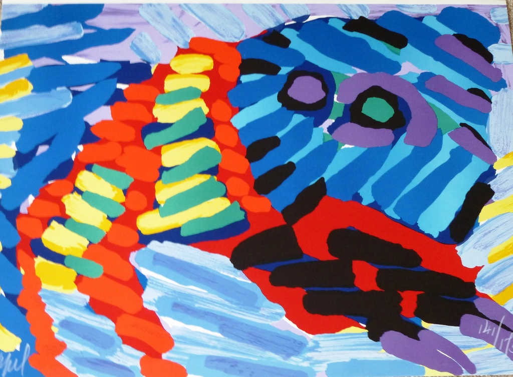 Karel Appel, litho: See me running again, 1978, handgesigneerd en genummerd verkocht voor € 475!