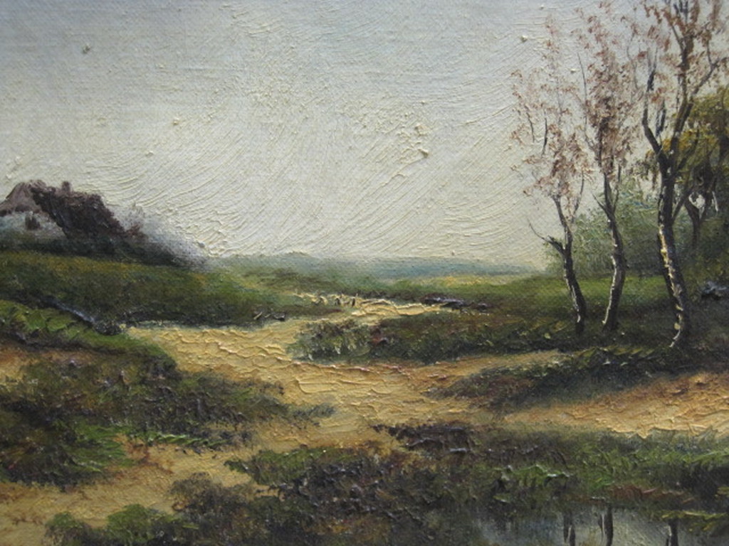 Henricus Rol (1906-1992) olieverf "landschap met bosven " gesigneerd ca 1940  kopen? Bied vanaf 1!