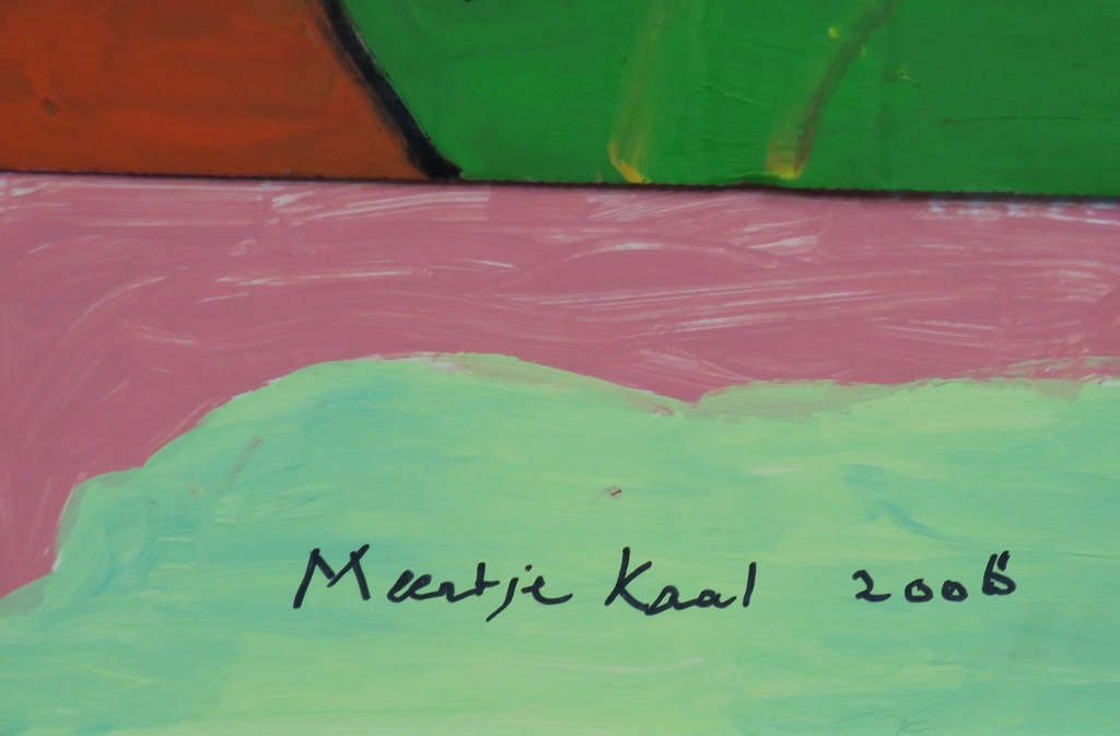 Meertje Kaal: Acryl en collage op papier, Heilige huisjes - Ingelijst (Groot) kopen? Bied vanaf 200!