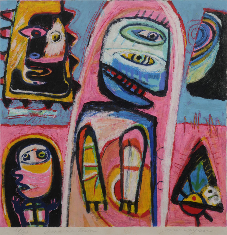 Henk Vierveijzer: Zeefdruk, Oma ze toren - Ingelijst kopen? Bied vanaf 40!