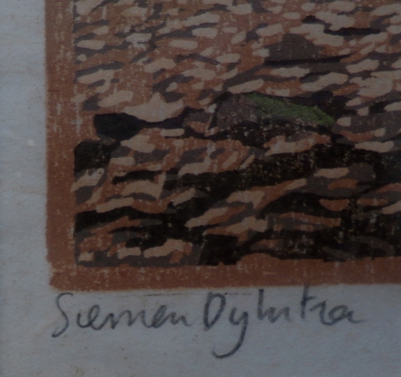 Siemen Dijkstra - ingelijste houtdruk: Het groene bos(de Berk) - 2001 kopen? Bied vanaf 125!