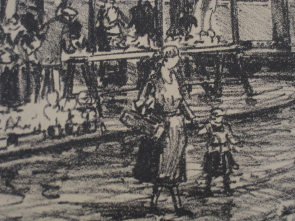 Bijzondere 1932 "handlitho" Eugene Rensburg 1872-1956 "Markt Den Haag" gesigneer kopen? Bied vanaf 1!