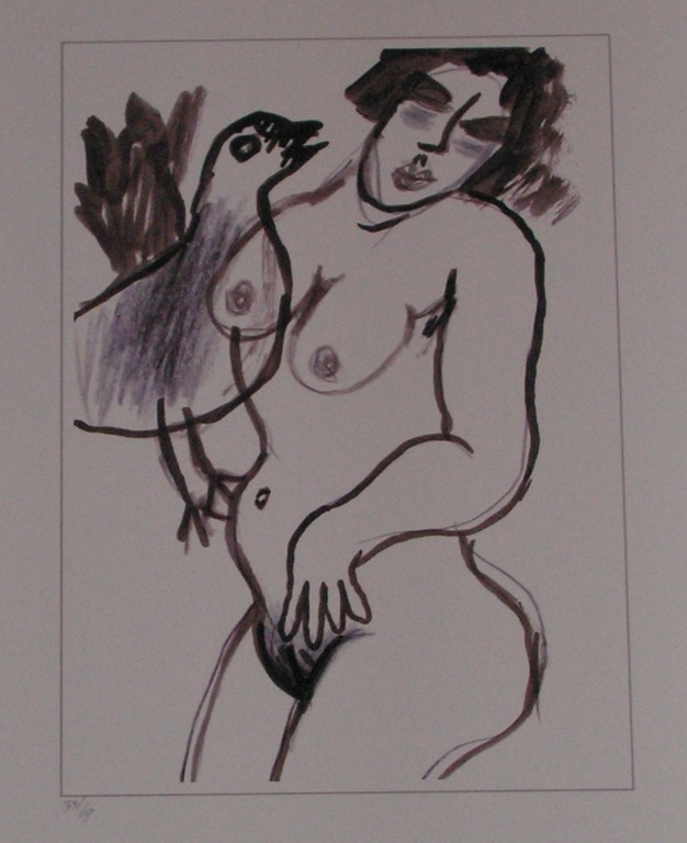 Corneille  -  piezografiek  -  vrouw met vogel verkocht voor € 46!