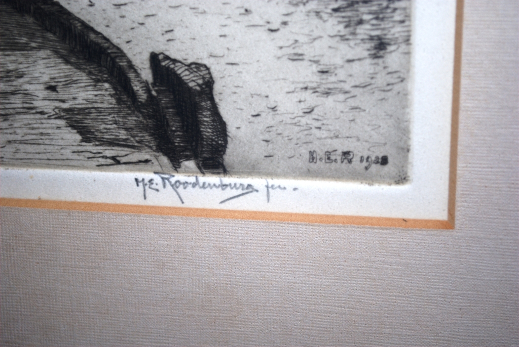 Delftse Vaart ROTTERDAM - ets uit 1928 - H.E. Roodenburg (1895-1987)  kopen? Bied vanaf 45!