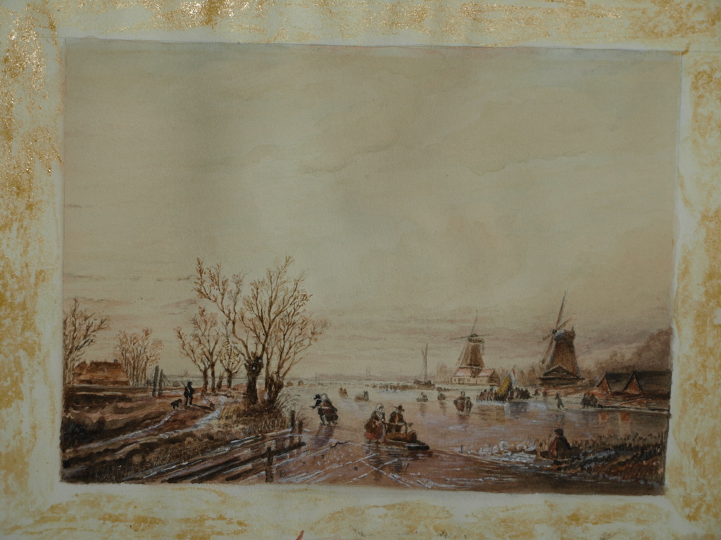 Onbekende kunstenaar – Gouache – Winterlandschap – Gesigneerd “R” – Oud kopen? Bied vanaf 1!