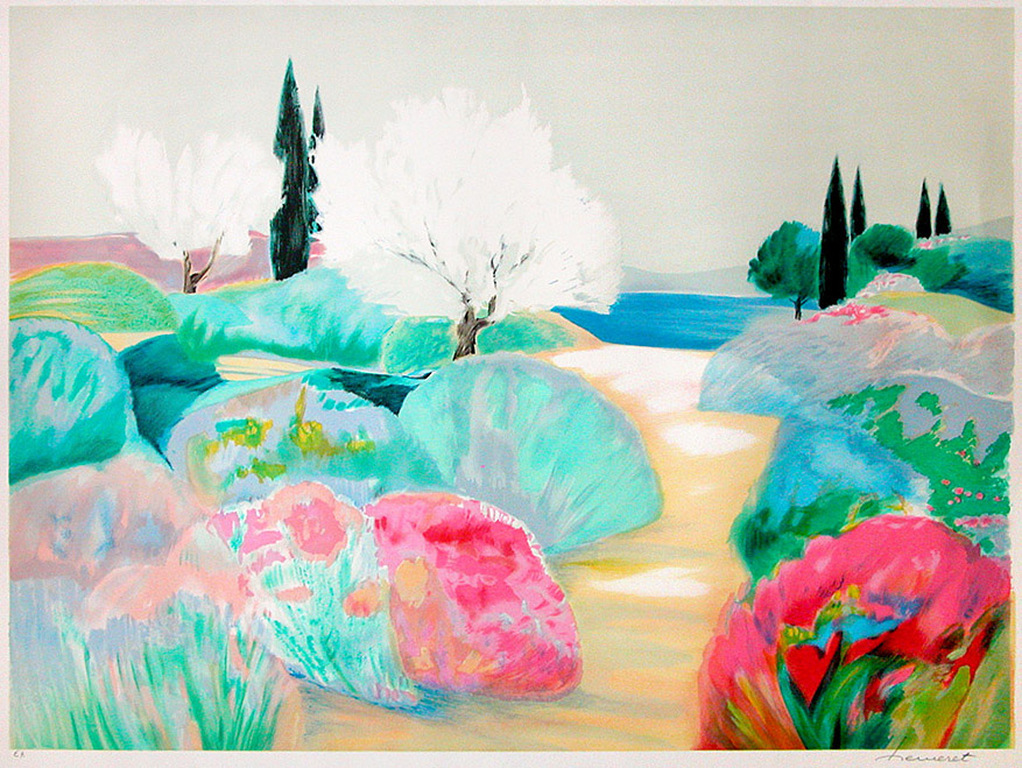 Claude Hemeret, ‘Jardin en été’, lithografie, handgesigneerd	 kopen? Bied vanaf 85!