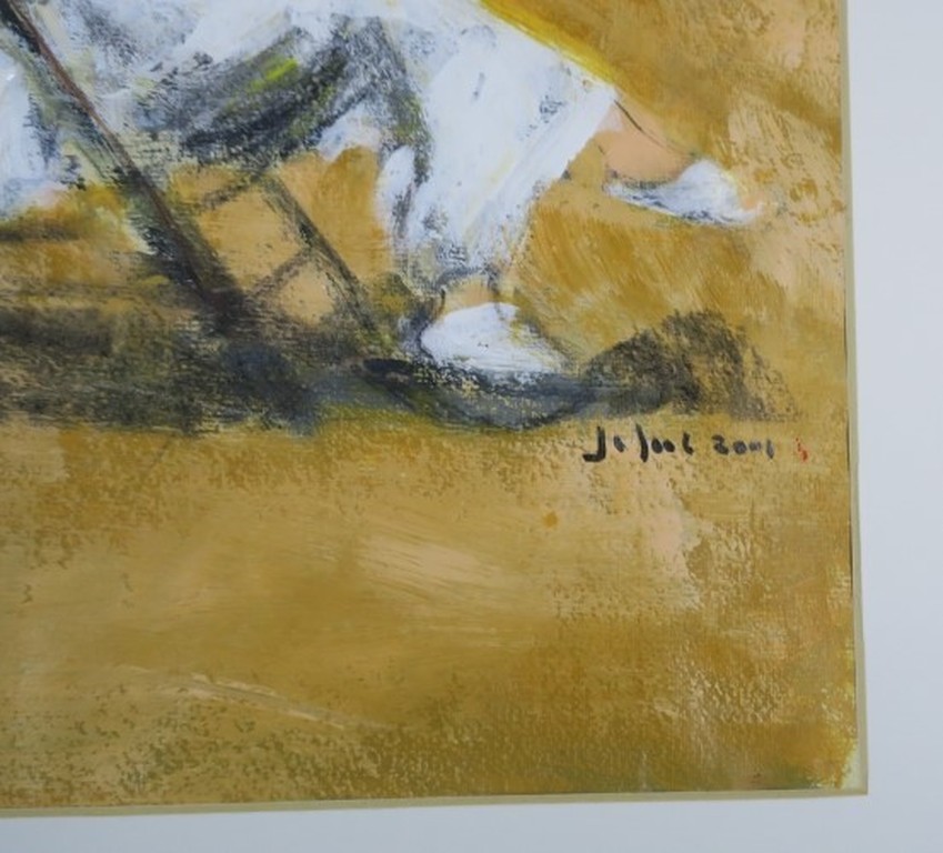 Jose van Gool: Acryl op papier, Lezende vrouw kopen? Bied vanaf 40!